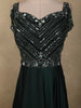 Bottle Green Heavy Sequins Embroidered Design Satin Partywear Gown
