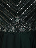 Bottle Green Heavy Sequins Embroidered Design Satin Partywear Gown