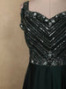 Bottle Green Heavy Sequins Embroidered Design Satin Partywear Gown