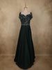 Bottle Green Heavy Sequins Embroidered Design Satin Partywear Gown