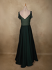 Bottle Green Heavy Sequins Embroidered Design Satin Partywear Gown