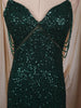 Bottle Green Heavy Sequins Embroidered Design Sequins Fabric Party Wear Fish Cut Gown with Draped Beaded Shoulder Chains