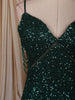 Bottle Green Heavy Sequins Embroidered Design Sequins Fabric Party Wear Fish Cut Gown with Draped Beaded Shoulder Chains