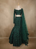 Bottle Green Heavy Sequins and Beads Embroidered Design Mermaid Net Lehenga With Dupatta