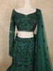 Bottle Green Heavy Sequins and Beads Embroidered Design Mermaid Net Lehenga With Dupatta