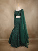 Bottle Green Heavy Sequins and Beads Embroidered Design Mermaid Net Lehenga With Dupatta