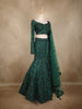 Bottle Green Heavy Sequins and Beads Embroidered Design Mermaid Net Lehenga With Dupatta