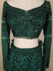 Bottle Green Heavy Sequins and Beads Embroidered Design Mermaid Net Lehenga With Dupatta
