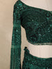 Bottle Green Heavy Sequins and Beads Embroidered Design Mermaid Net Lehenga With Dupatta
