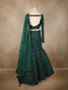 Bottle Green Heavy Sequins and Beads Embroidered Design Mermaid Net Lehenga With Dupatta