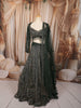 Bottle Green Heavy Sequins and Beads Embroidered Design Net Bridal Lehenga with Matching Dupatta