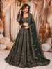 Bottle Green Heavy Sequins and Beads Embroidered Design Net Bridal Lehenga with Matching Dupatta