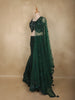 Bottle Green Heavy Sequins and Beads Embroidered Design Net Mermaid Lehenga With Dupatta