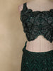 Bottle Green Heavy Sequins and Beads Embroidered Design Net Mermaid Lehenga With Dupatta