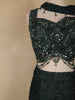 Bottle Green Heavy Sequins and Beads Embroidered Design Net Mermaid Lehenga