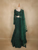 Bottle Green  Heavy Sequins and Beads Embroidered Design Net Mermaid Lehenga With Dupatta
