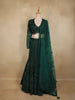Bottle Green  Heavy Sequins and Beads Embroidered Design Net Mermaid Lehenga With Dupatta