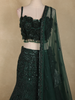 Bottle Green Heavy Sequins and Beads Embroidered Design Net Mermaid Lehenga With Dupatta