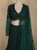 Bottle Green  Heavy Sequins and Beads Embroidered Design Net Mermaid Lehenga With Dupatta