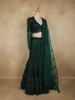 Bottle Green  Heavy Sequins and Beads Embroidered Design Net Mermaid Lehenga With Dupatta