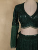 Bottle Green  Heavy Sequins and Beads Embroidered Design Net Mermaid Lehenga With Dupatta