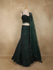 Bottle Green Heavy Sequins and Beads Embroidered Design Net Mermaid Lehenga With Dupatta