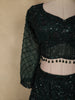 Bottle Green  Heavy Sequins and Beads Embroidered Design Net Mermaid Lehenga With Dupatta