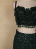 Bottle Green Heavy Sequins and Beads Embroidered Design Net Mermaid Lehenga With Dupatta
