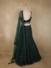 Bottle Green Heavy Sequins and Beads Embroidered Design Net Mermaid Lehenga With Dupatta