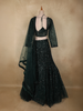 Bottle Green  Heavy Sequins and Beads Embroidered Design Net Mermaid Lehenga With Dupatta