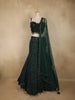 Bottle Green Heavy Sequins and Beads Embroidered Design Net Mermaid Lehenga With Dupatta