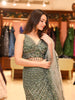 Bottle Green Heavy Sequins and Beads Embroidered Design Net Mermaid Party Wear Lehenga with Contrast Dupatta