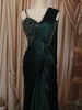 Bottle Green Heavy Sequins and Beads Embroidered Design Satin Ready To Wear Saree