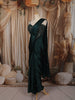 Bottle Green Heavy Sequins and Beads Embroidered Design Satin Ready To Wear Saree