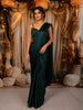 Bottle Green Heavy Sequins and Beads Embroidered Design Satin Ready To Wear Saree