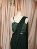 Bottle Green Heavy Sequins and Beads Embroidered Design Shimmer Ready to Wear Draped Saree with Matching Designer Corset Blouse