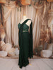 Bottle Green Heavy Sequins and Beads Embroidered Design Shimmer Ready to Wear Draped Saree with Matching Designer Corset Blouse