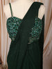 Bottle Green Heavy Sequins and Beads Embroidered Design Shimmer Ready to Wear Draped Saree with Matching Designer Corset Blouse