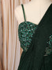 Bottle Green Heavy Sequins and Beads Embroidered Design Shimmer Ready to Wear Draped Saree with Matching Designer Corset Blouse
