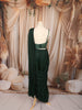 Bottle Green Heavy Sequins and Beads Embroidered Design Shimmer Ready to Wear Draped Saree with Matching Designer Corset Blouse