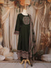 Bottle Green Kalamkari Printed Design Cotton Anarkali Salwar Suit with Matching Dupatta