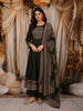 Bottle Green Kalamkari Printed Design Cotton Anarkali Salwar Suit with Matching Dupatta