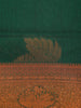 Bottle Green Leaf Butta Woven Silk Cotton Saree with Zari Border