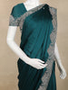 Bottle Green Leaf Designed Satin Saree