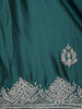 Bottle Green Leaf Designed Satin Saree