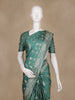 Bottle Green Leaf Woven Banarasi Silk Saree