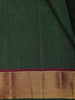 Bottle Green Mini Checked Woven Design Kanchipuram Silk Saree with Contrast Zari Border