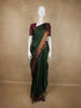 Bottle Green Mini Checked Woven Design Kanchipuram Silk Saree with Contrast Zari Border