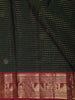 Bottle Green Mini Checked Zari Woven Design Pure Kanchipuram Silk Saree with Contrast Zari Border
