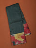 Bottle Green Mini Checked Zari Woven Design Semi Tussar Saree with Floral Border